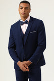 3 stycken Navy Blue Slim Fit Casual Smoking Suits