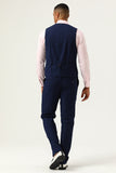 3 stycken Navy Blue Slim Fit Casual Smoking Suits