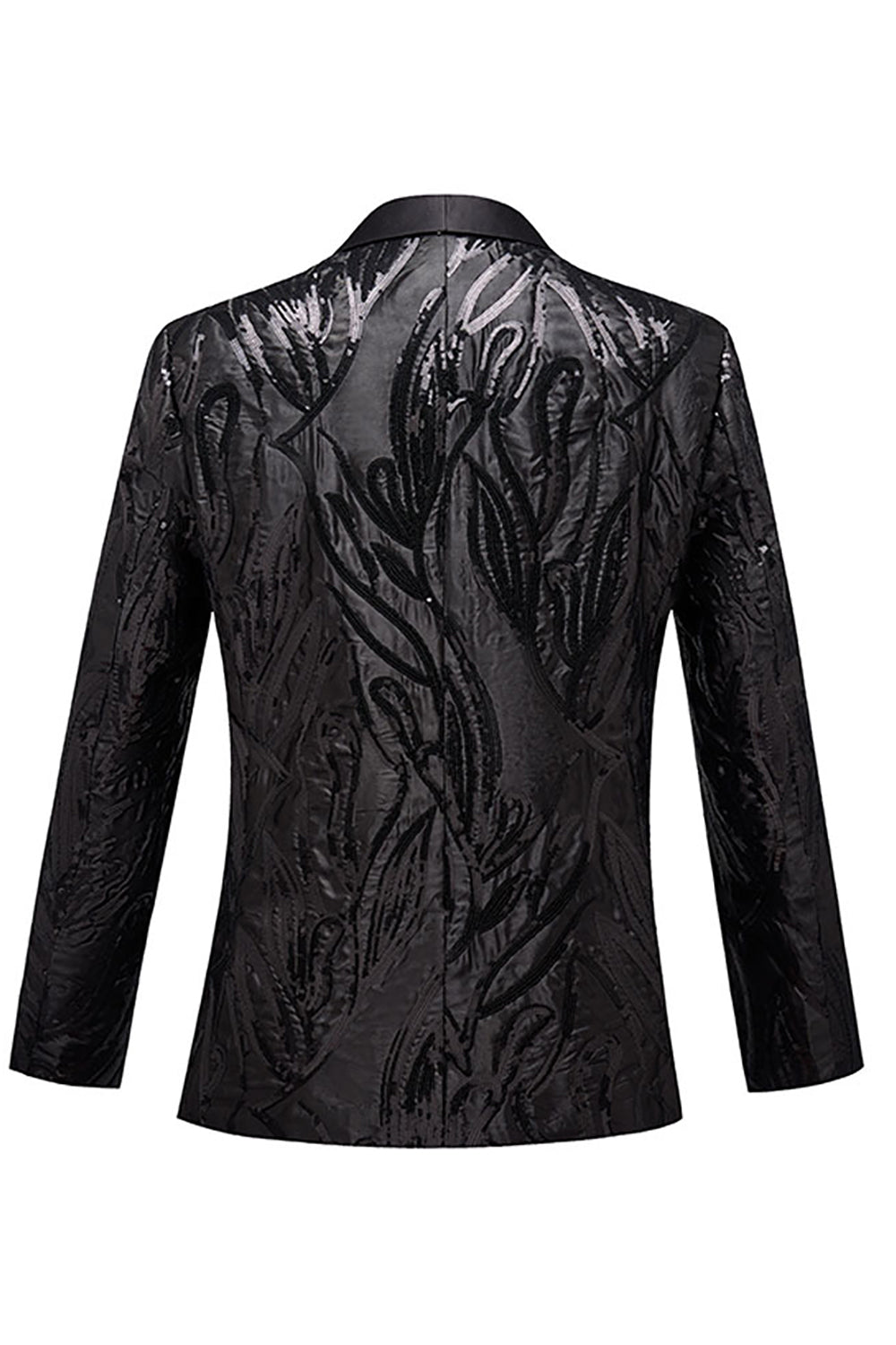 Svart Jacquard One Button Blazer för män