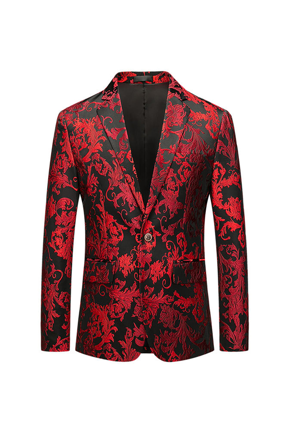 Rödskårad Lapel Jacquard Prom Blazer