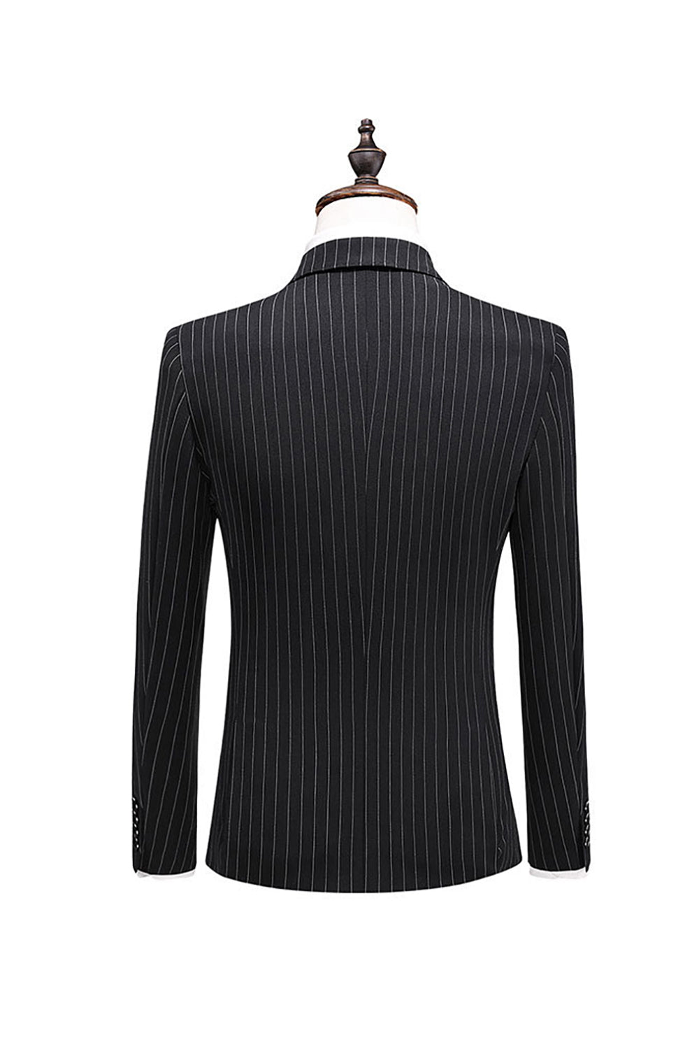 Grå Pinstripe Notched Lapel Herr 2 Stycken Kostym Herr
