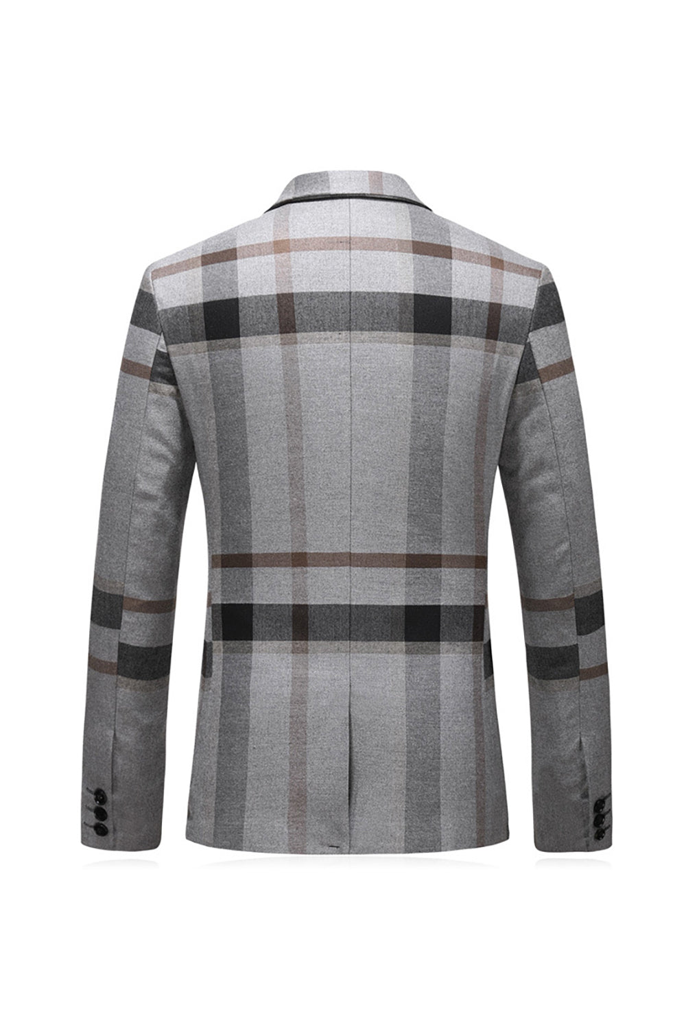 Grey Stripe Notched Lapel 3 Stycken Kostymer Herr