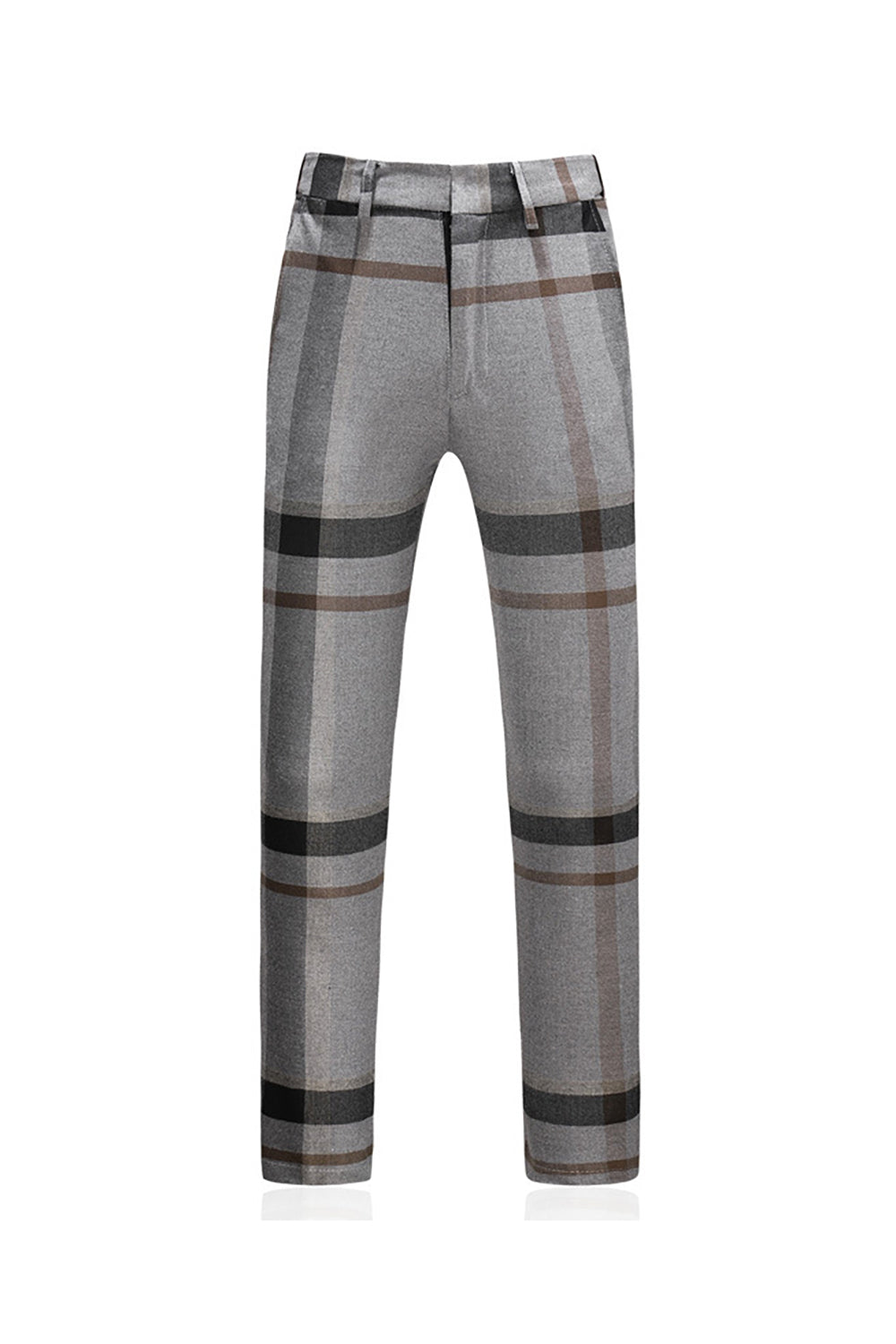 Grey Stripe Notched Lapel 3 Stycken Kostymer Herr