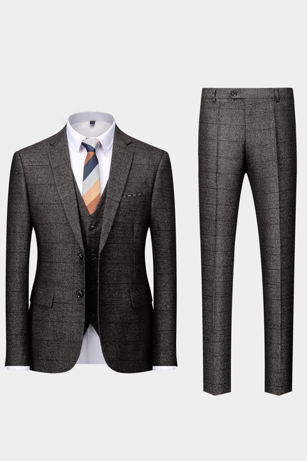 Svart 3-Delad Bröllopsdräkt Smoking Kostym Herr