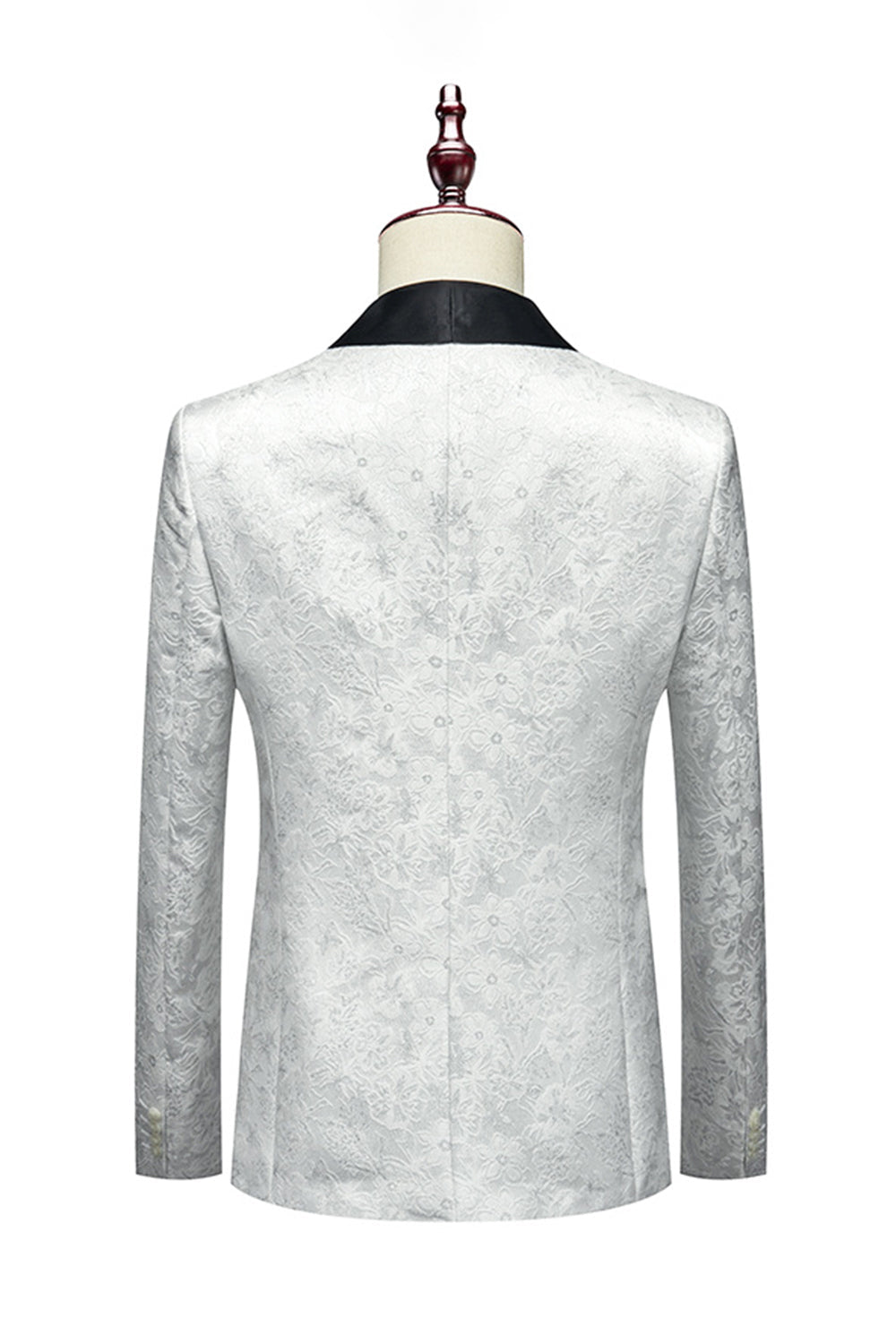 Vit Jacquard Sjal Lapel 3 Stycken Kostym Herr