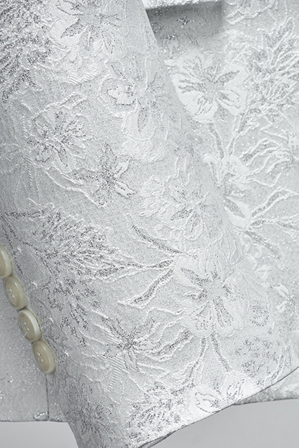 Vit Jacquard Sjal Lapel 3 Stycken Kostym Herr