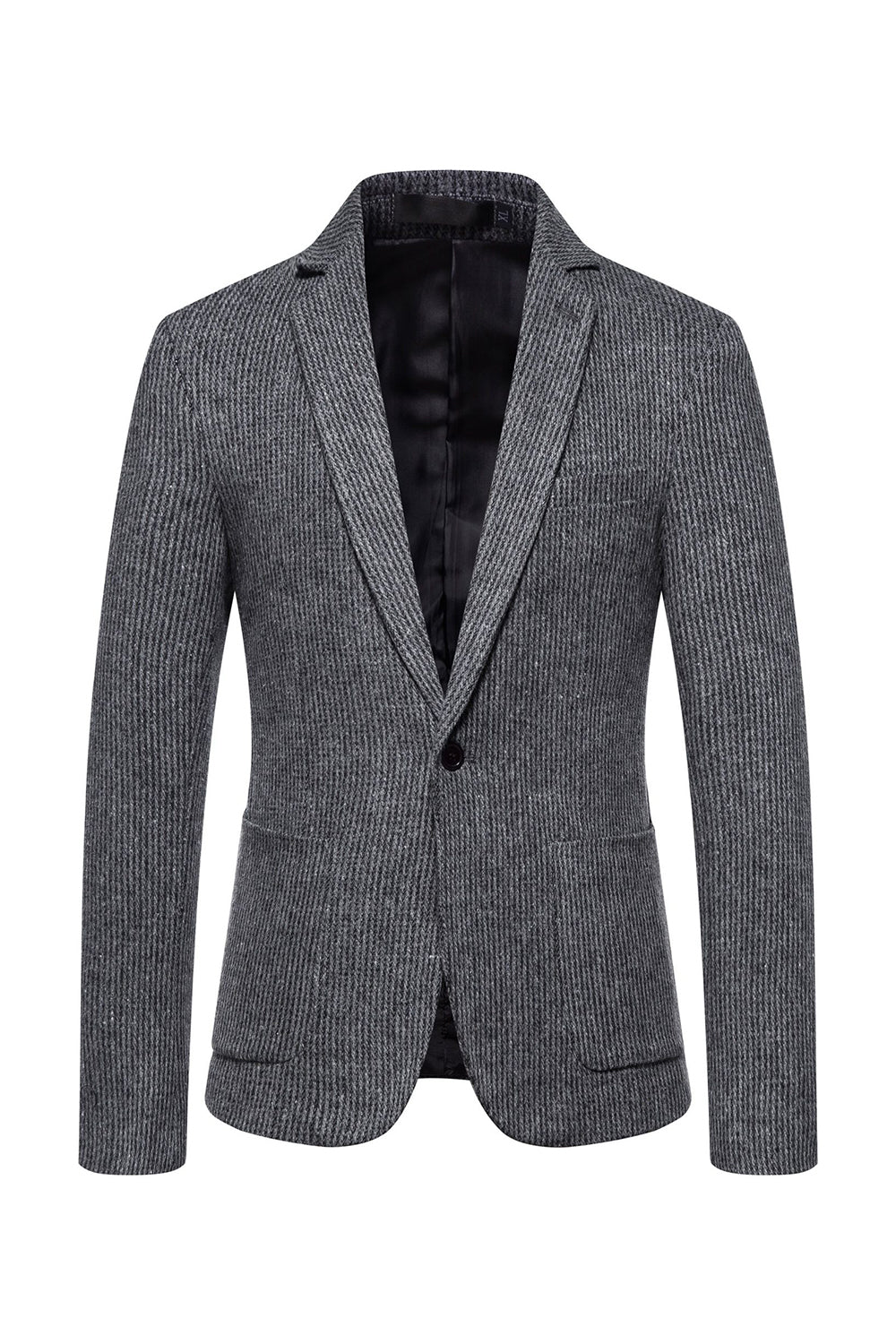Khaki Tweed En Knapp Hackad Lapel Blazer Herr