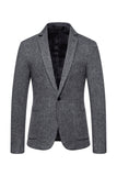 Khaki Tweed En Knapp Hackad Lapel Blazer Herr