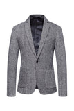 Khaki Tweed En Knapp Hackad Lapel Blazer Herr