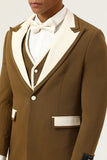 Brown Peak Lapel Single Button Herrbaldräkter