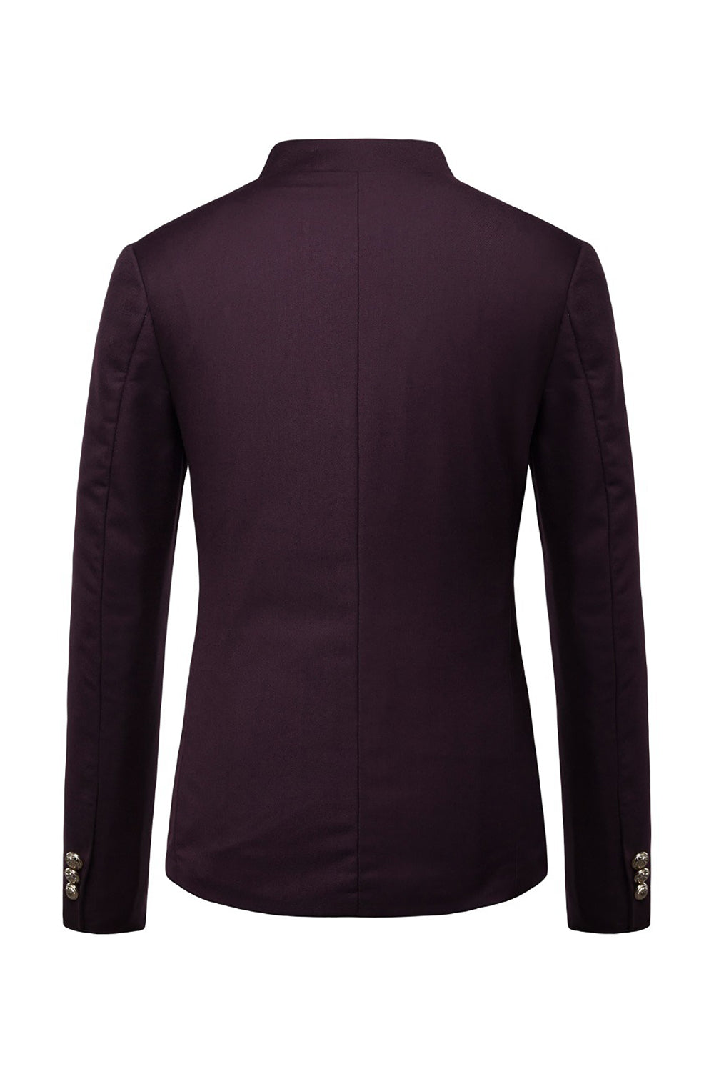 Marinblå Stand Collar Enkelknäppt Blazer Herr