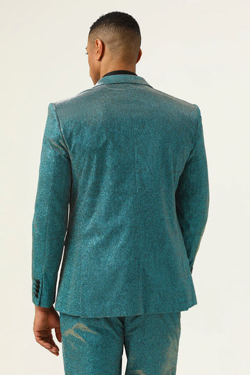 Glitter Peacock Blue Peak Lapel 2 stycken herrdräkter