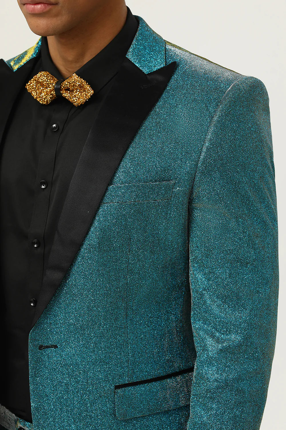 Glitter Peacock Blue Peak Lapel 2 stycken herrdräkter