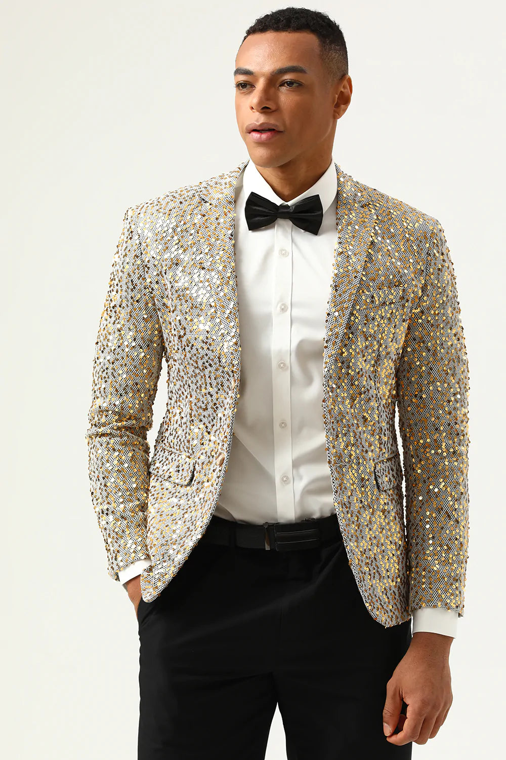 Sparkly Champagne paljetter Notched Lapel Men's Prom Blazer