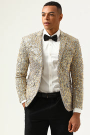 Sparkly Champagne paljetter Notched Lapel Men's Prom Blazer