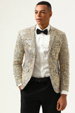 Sparkly Champagne paljetter Notched Lapel Men's Prom Blazer