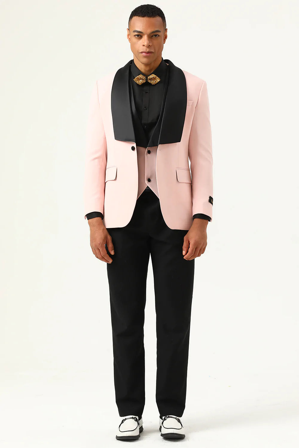 Rosa Shawl Lapel 3 Piece Mäns baldräkter