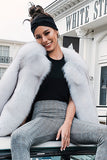 Vit Oversized Öppen Front Faux Fur Dam Coat