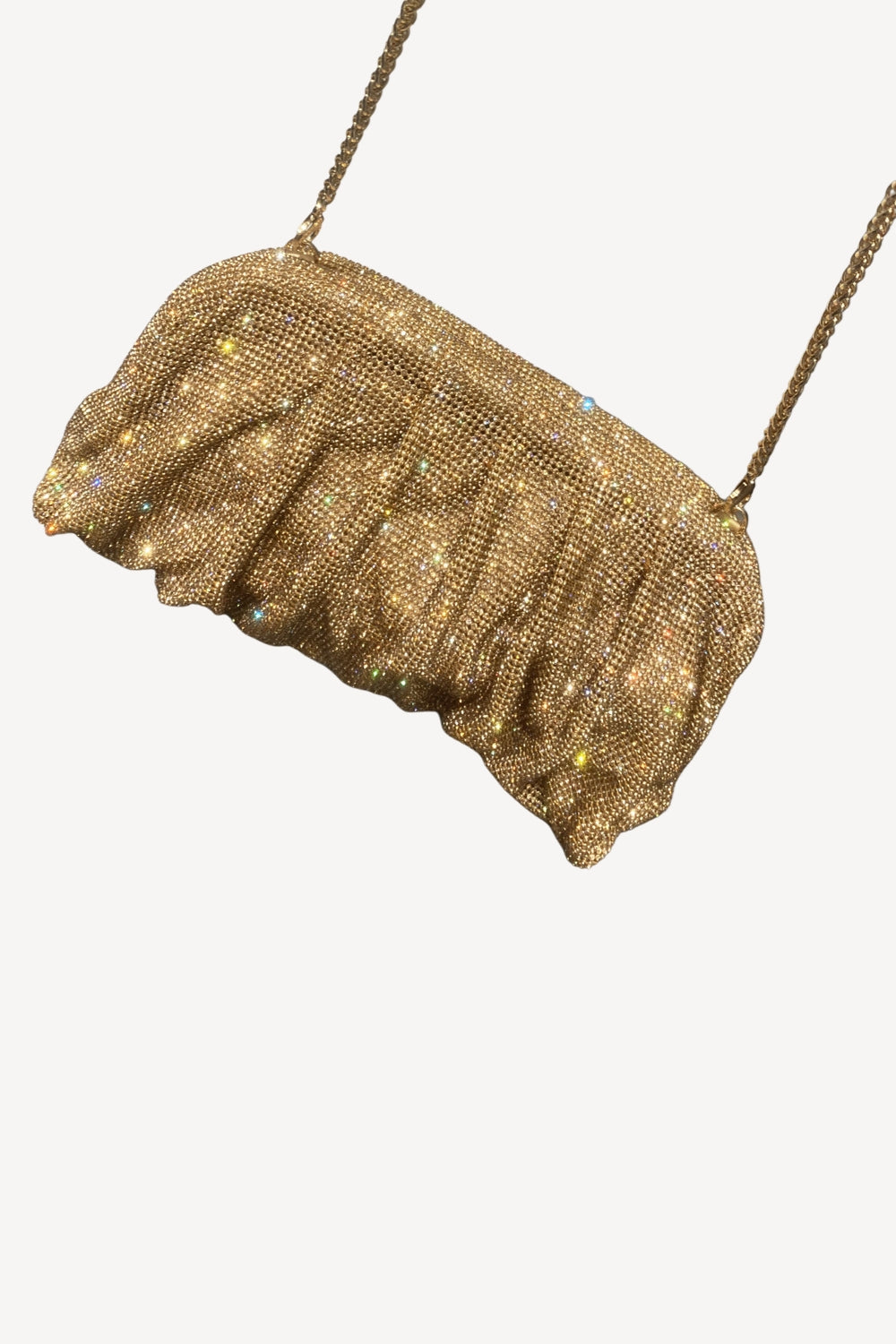 Rosa glänsande strass kopplingsväska