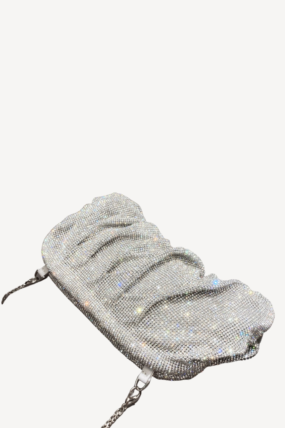 Rosa glänsande strass kopplingsväska