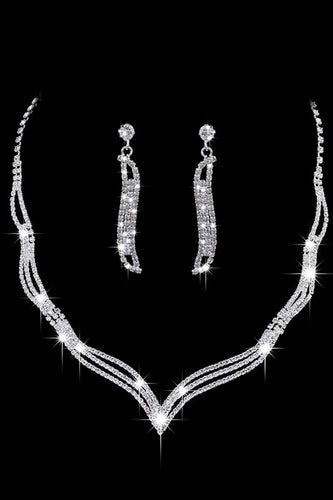 Silver Crystal Halsband Örhängen Smycken Set