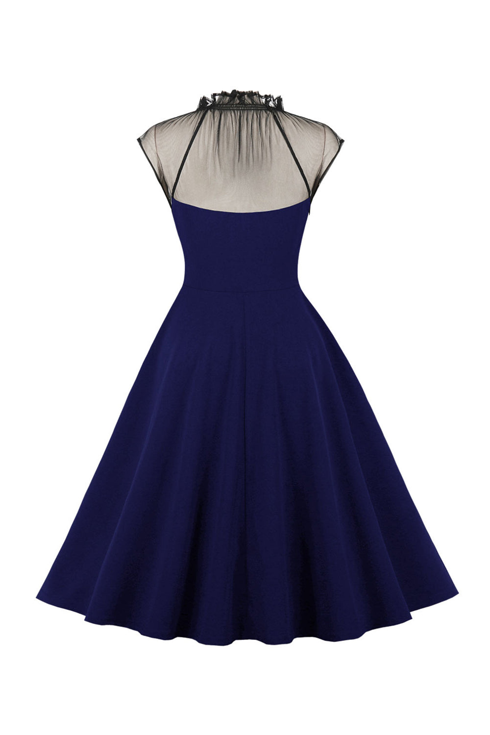 Svart En Linje Vintage 1950-Tals Klänning Med Knappar