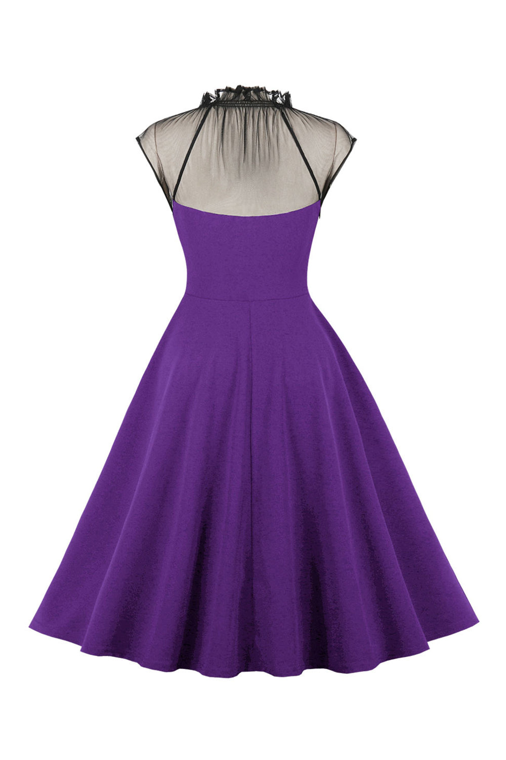 Svart En Linje Vintage 1950-Tals Klänning Med Knappar