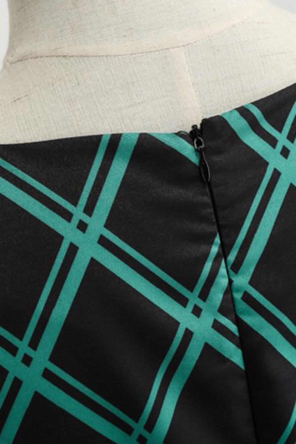 Grön Pläd Gunga 1950-Tals Klänning