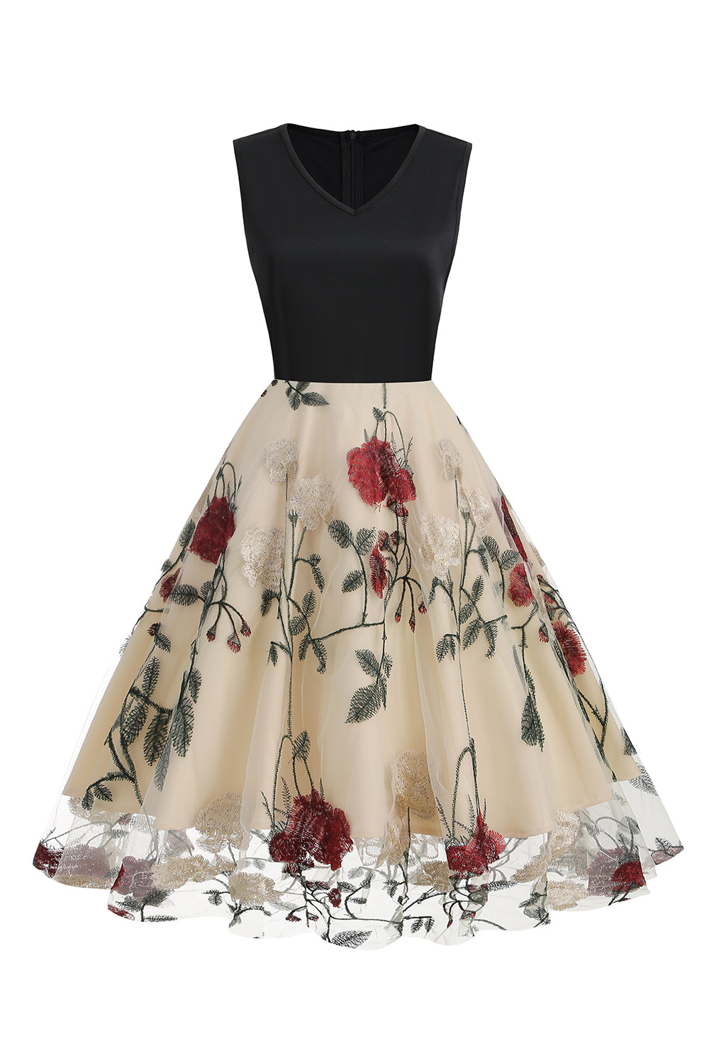 Blå Gunga 1950-Tals Klänning med Broderi