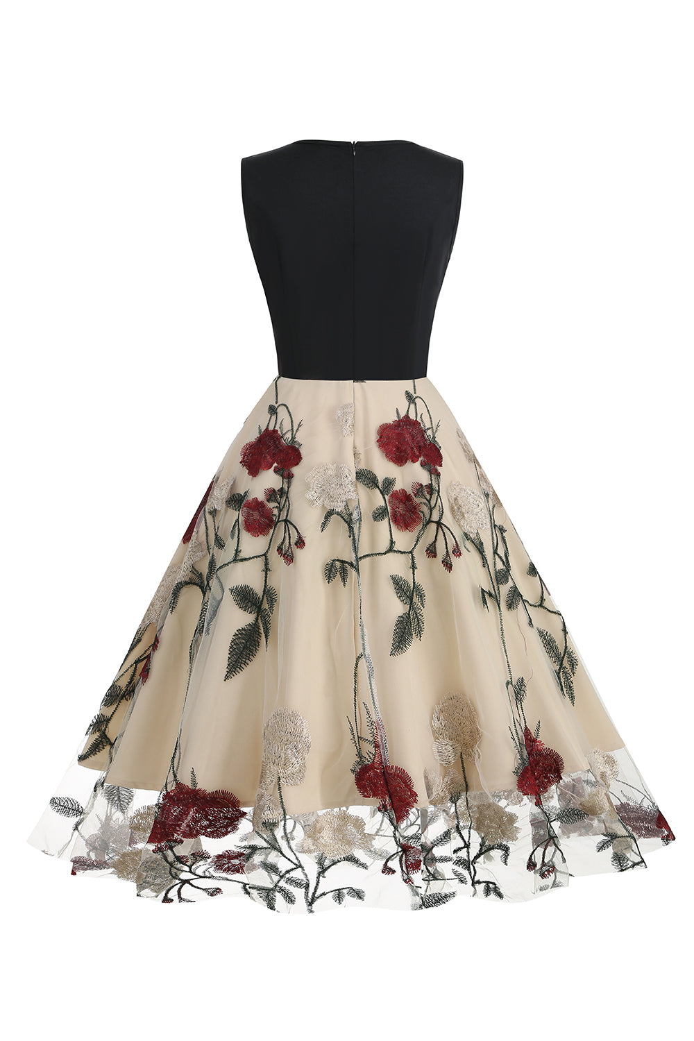 Blå Gunga 1950-Tals Klänning med Broderi