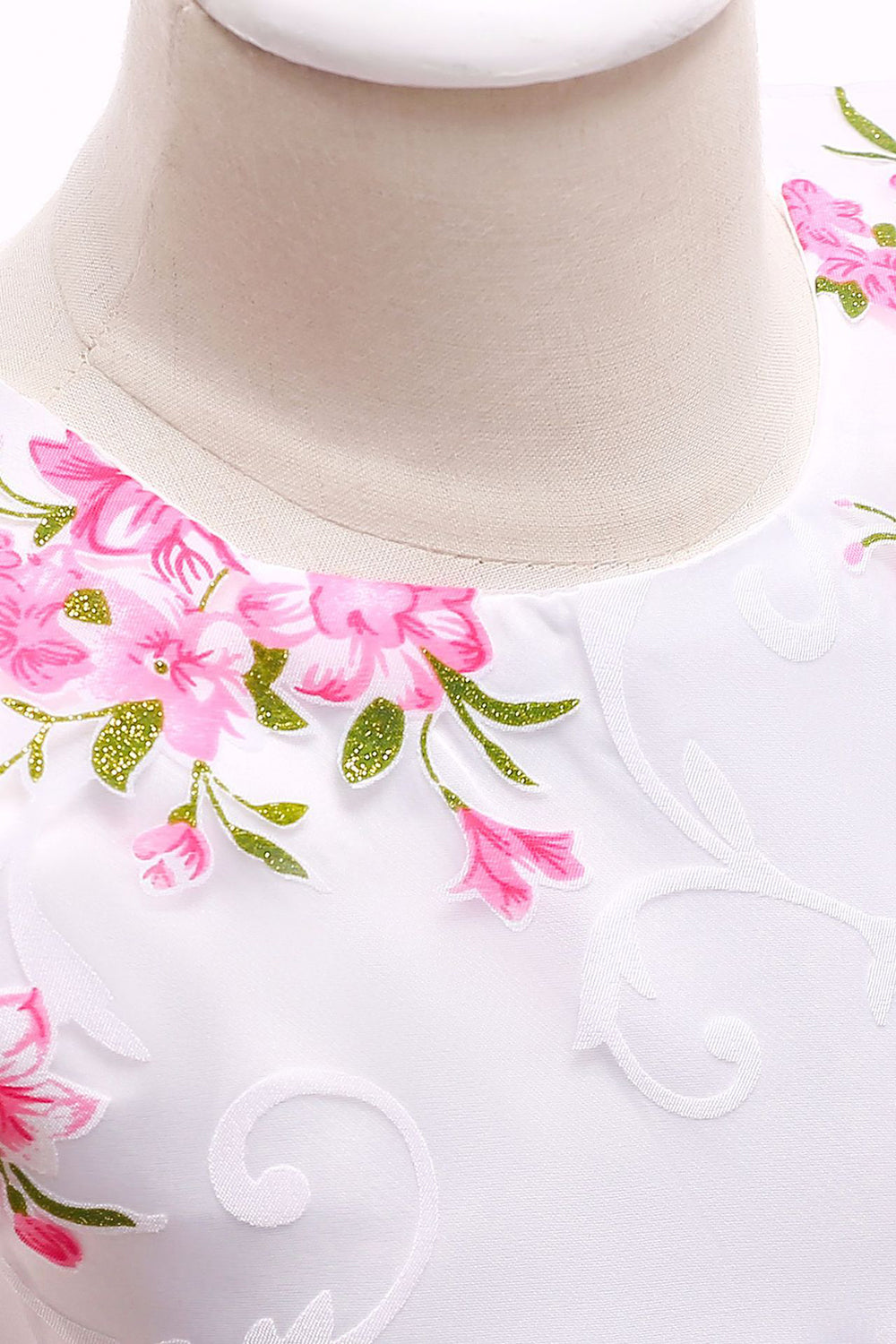 Rosa Söt Blommig ärmlös Tjejfestklänning
