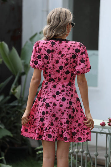 Fuchsia Tryckt Wrap Sommarklänning