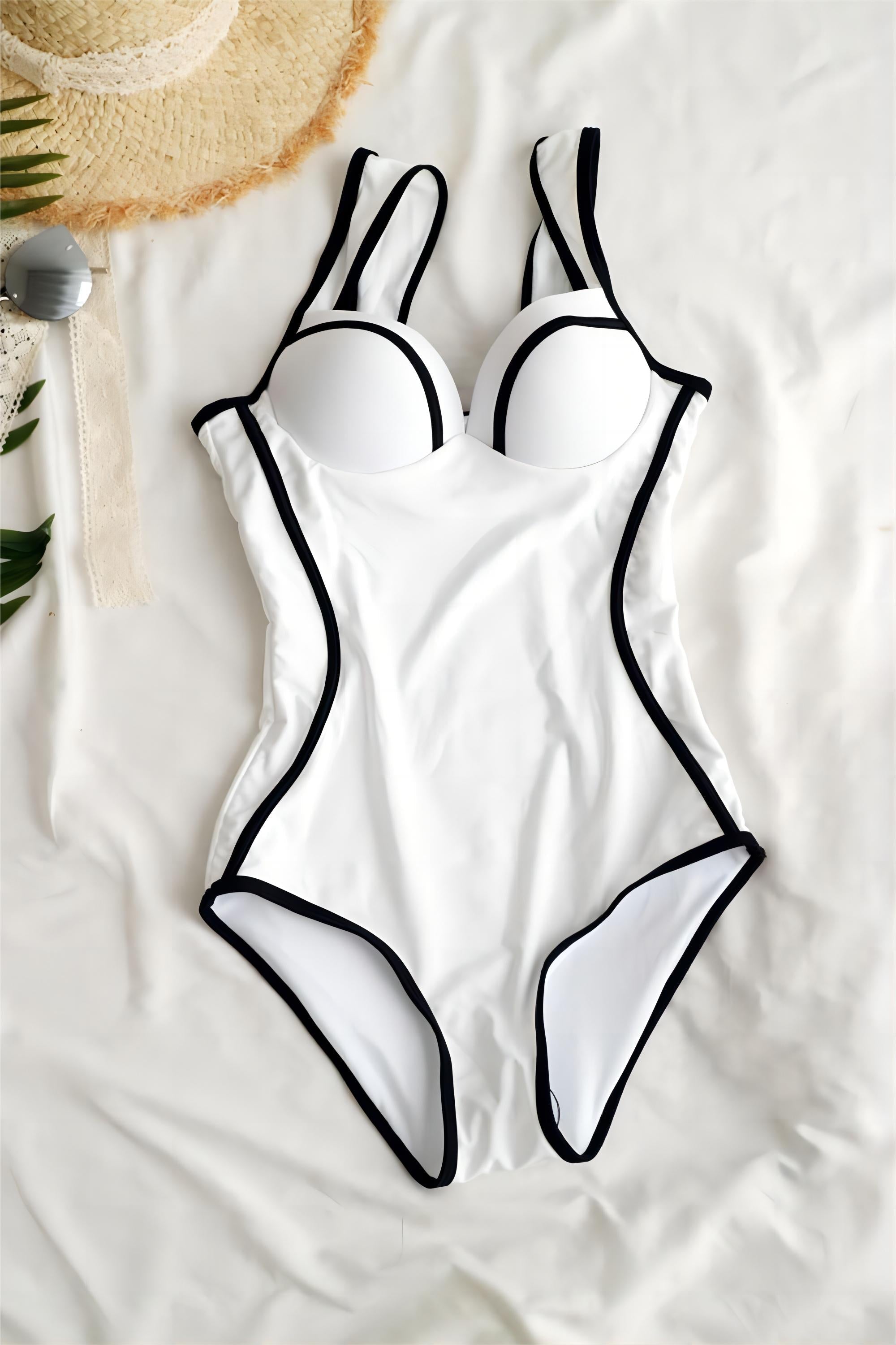 Svart Älskling En Bit Hög Midja Bikini