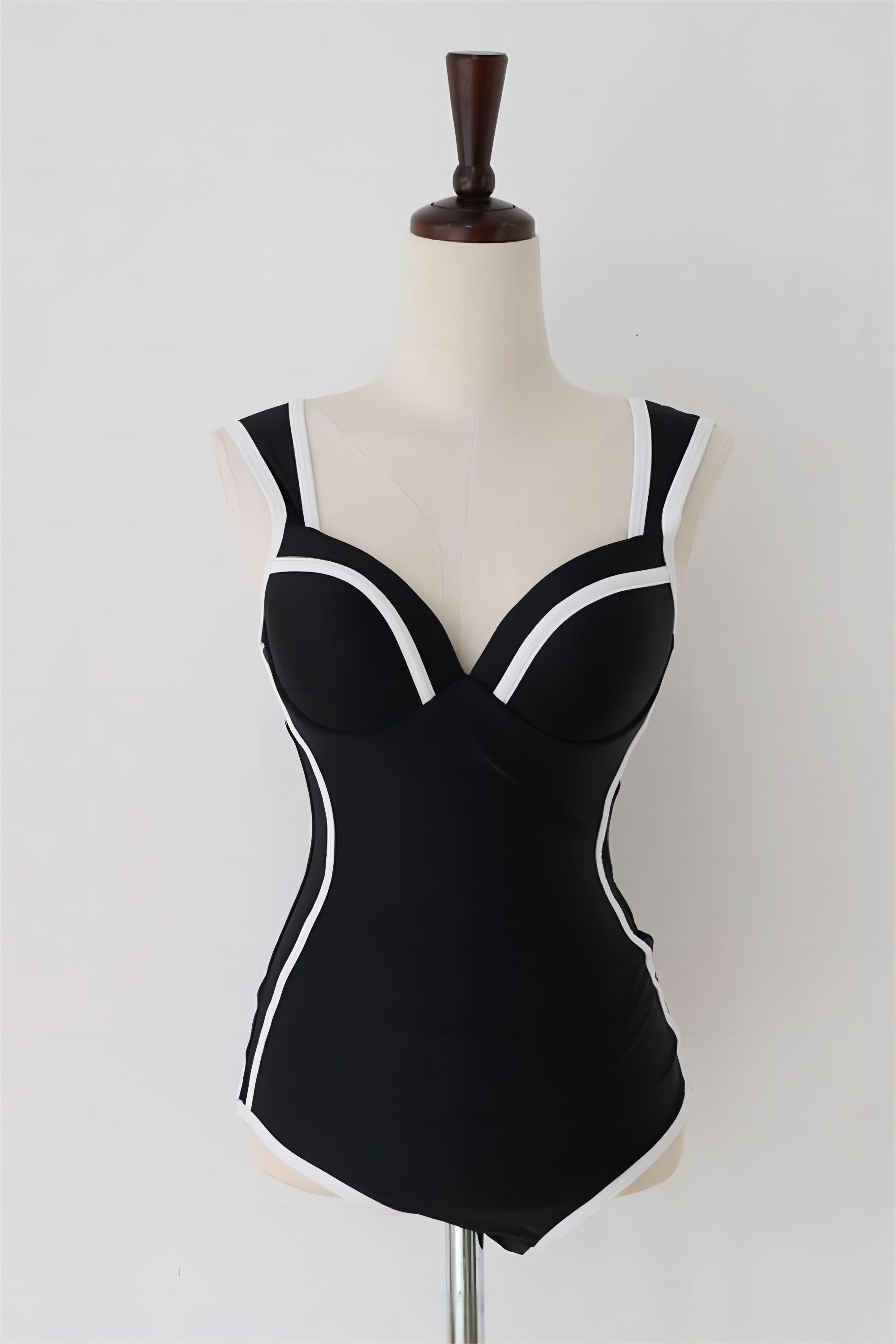 Svart Älskling En Bit Hög Midja Bikini
