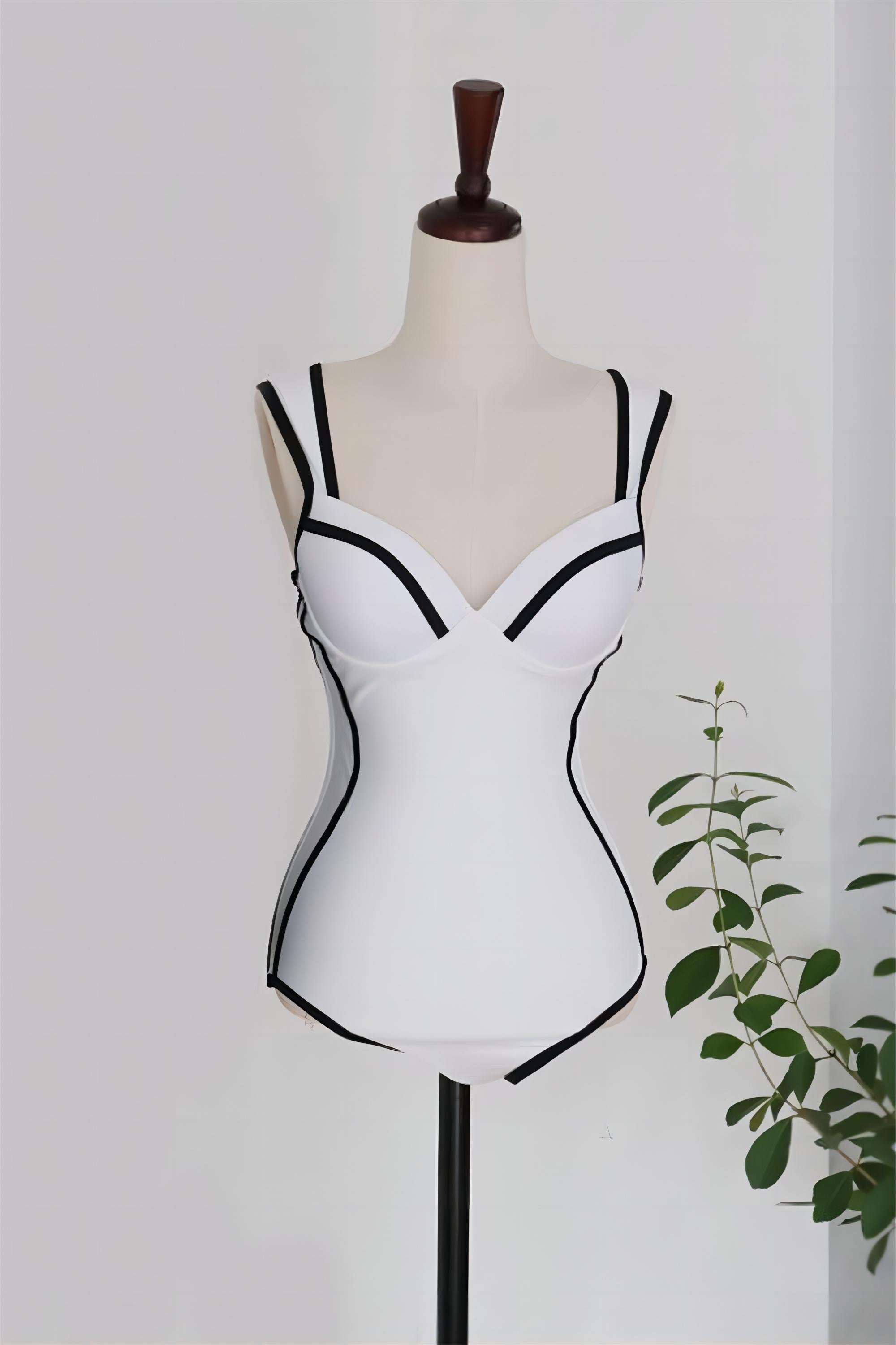 Svart Älskling En Bit Hög Midja Bikini