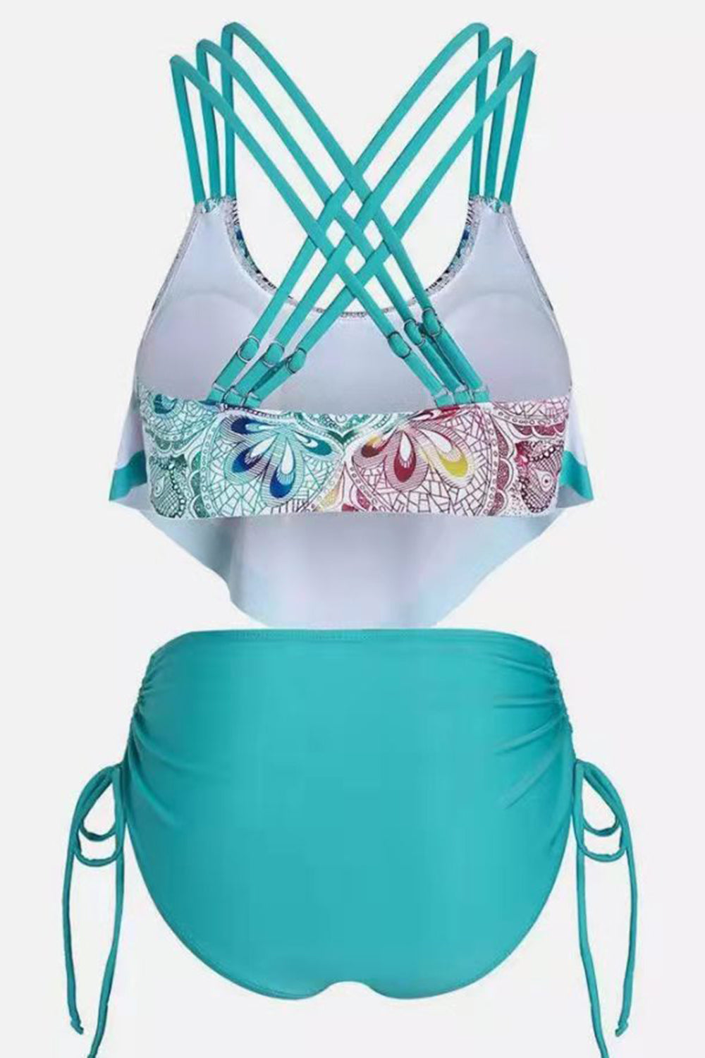 Gröna Tvådelade Tryckta Tankini-baddräkter