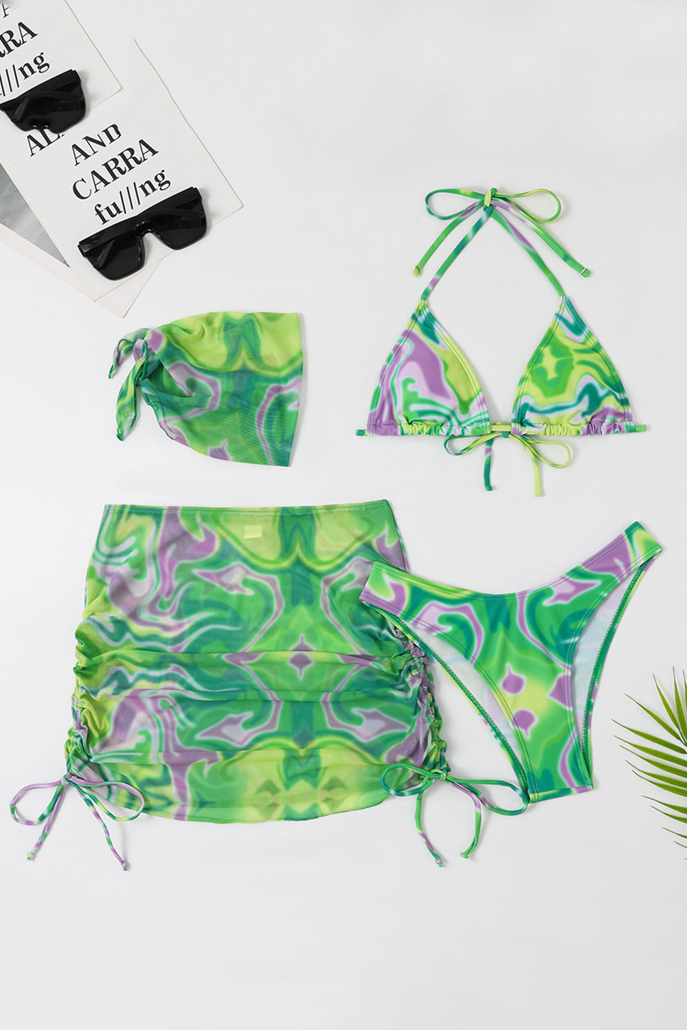 Orange Grimma Tryckt Bikini Set