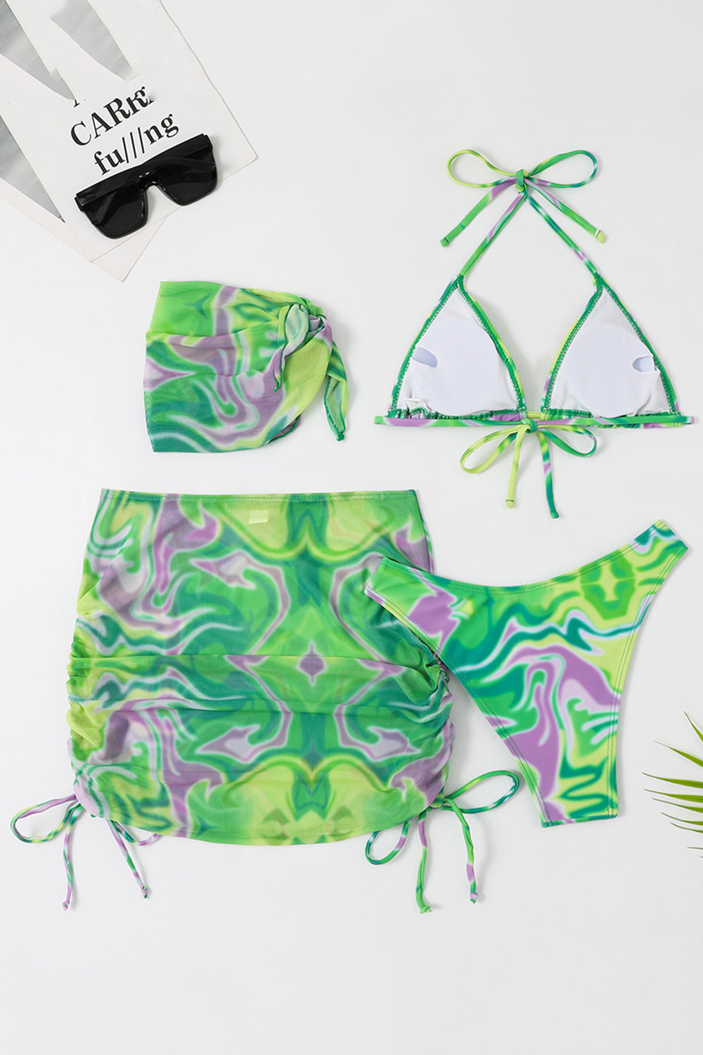 Orange Grimma Tryckt Bikini Set