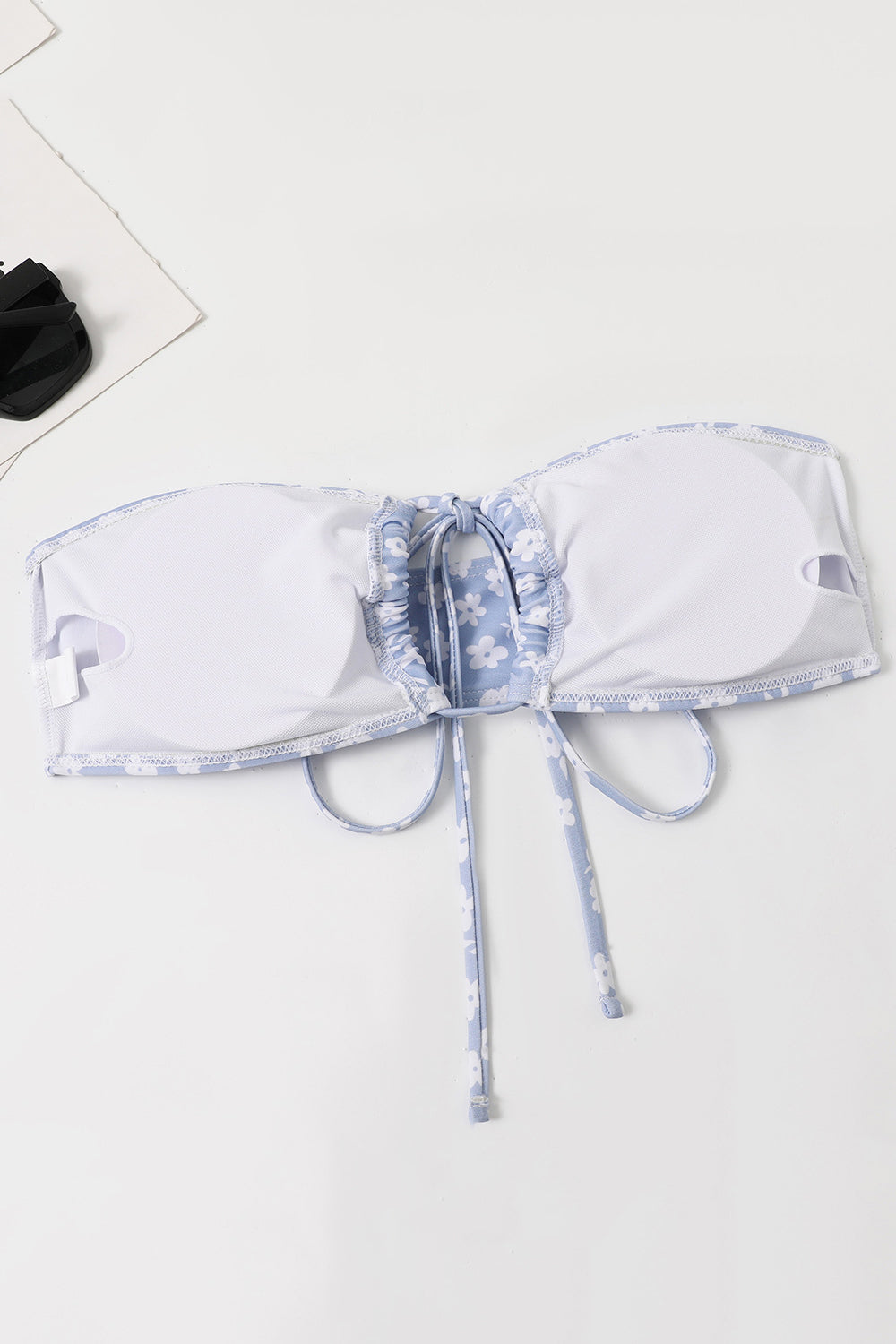 Rosa Blommig 2-Delad Tube Top Baddräkt