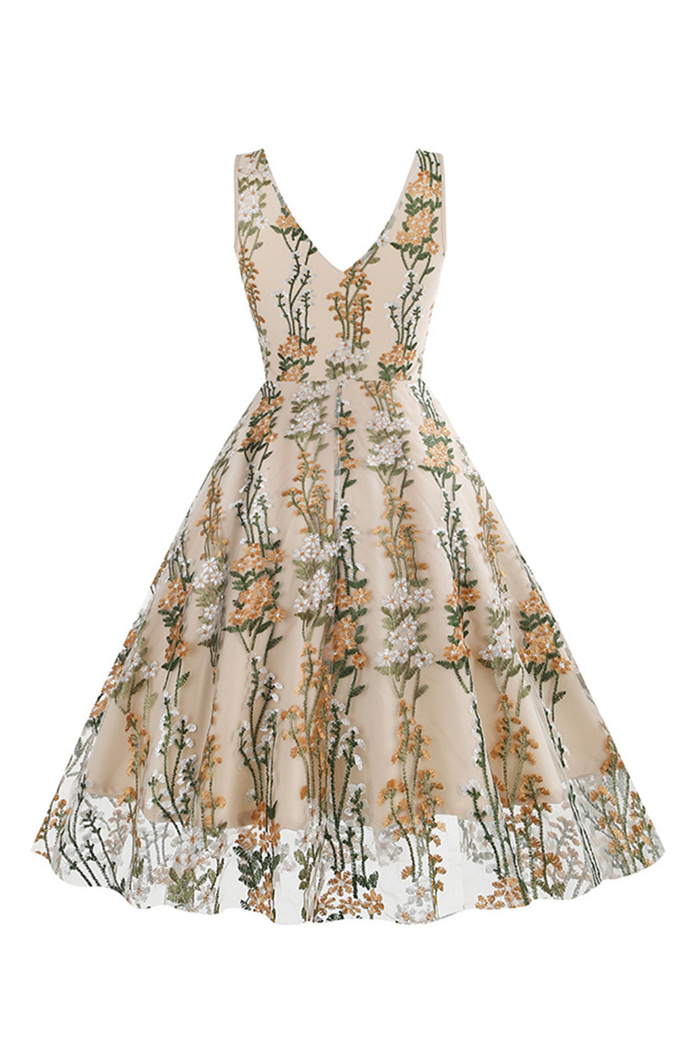 Svart Swing 1950-Tals Klänning med Broderi