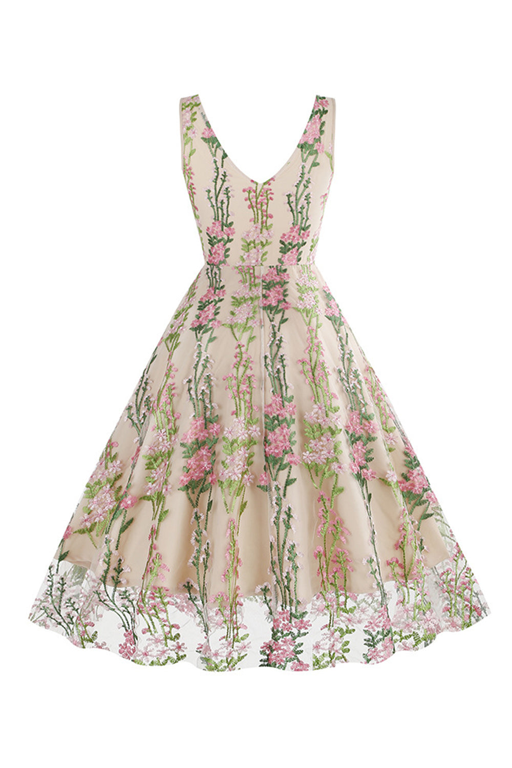 Svart Swing 1950-Tals Klänning med Broderi