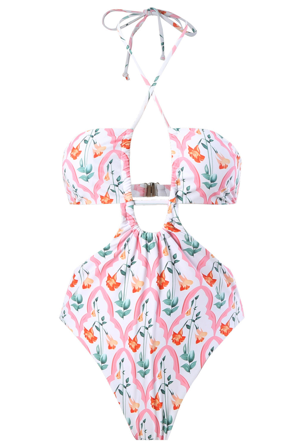 Magnethals Nyckelhål I Ett Stycke Bikini med Strandkjol