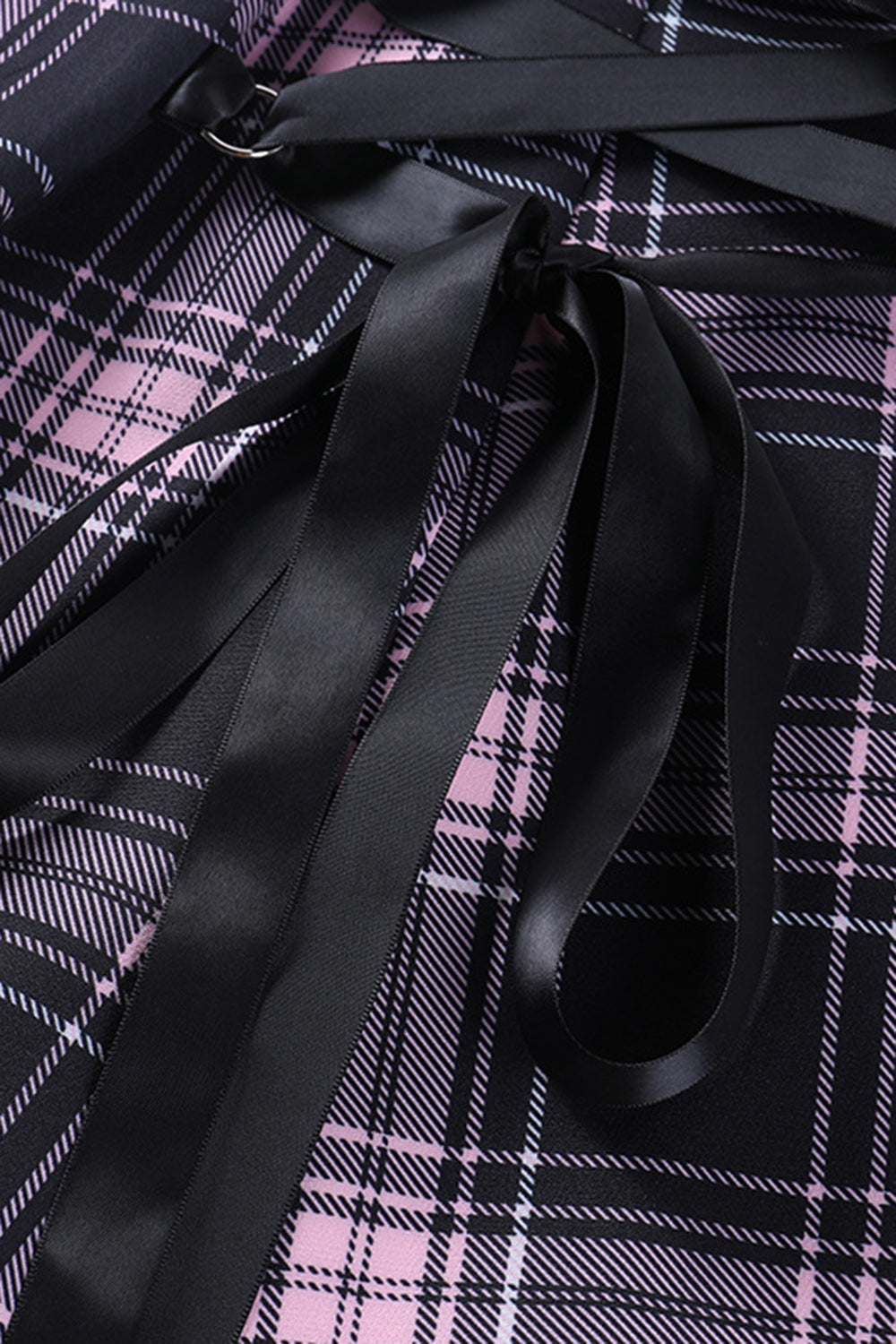 Rosa Pläd ärmlös Dragkedja Vintage Klänning