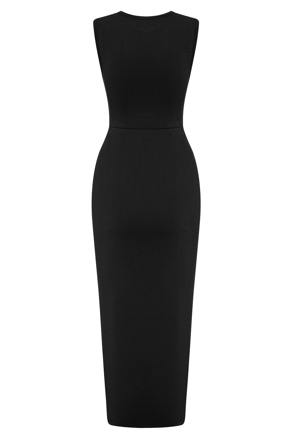 Ärmlös bodycon cutout lång sommarklänning med slits