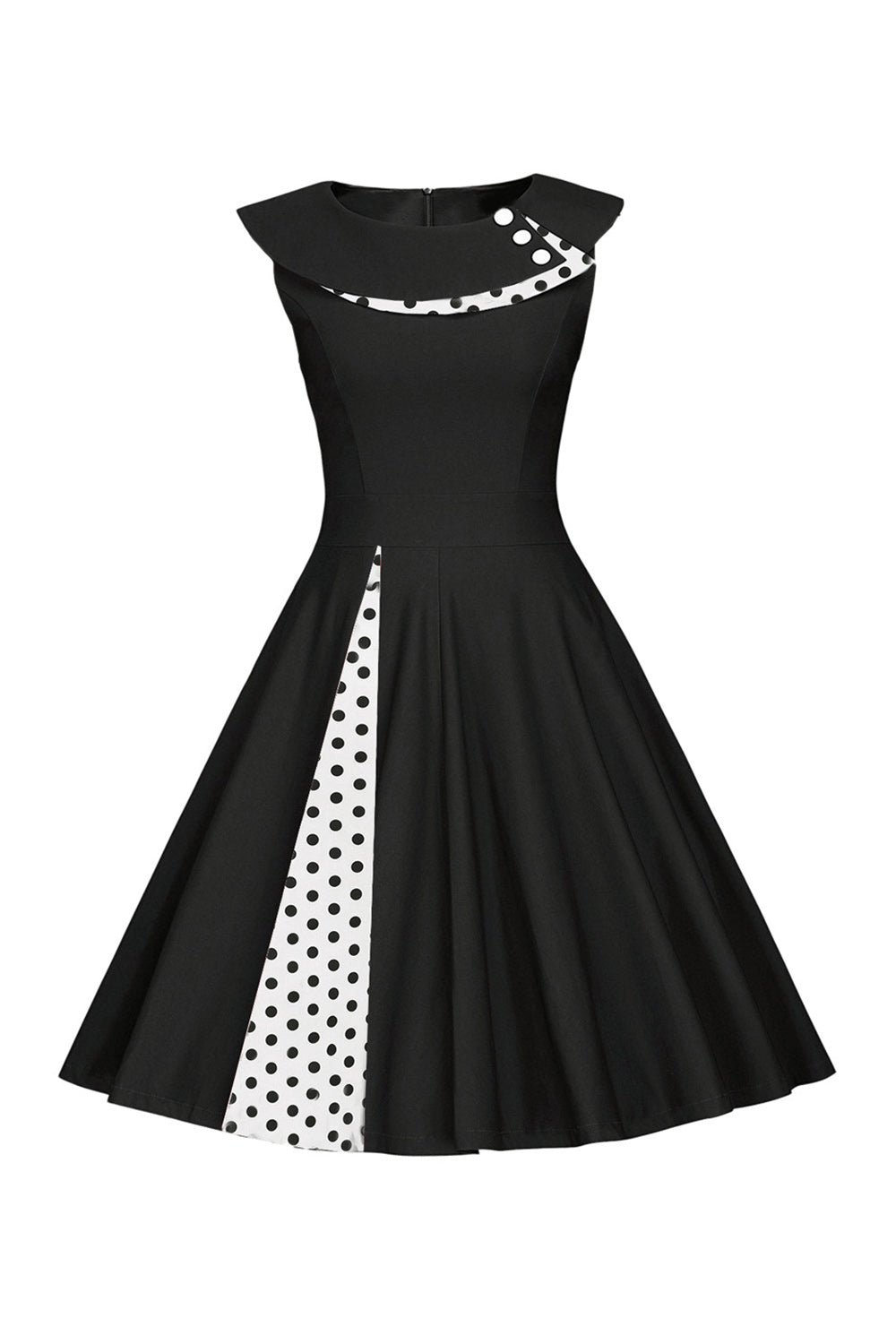 Prickar Röd 1950-Tals Klänning med Knapp