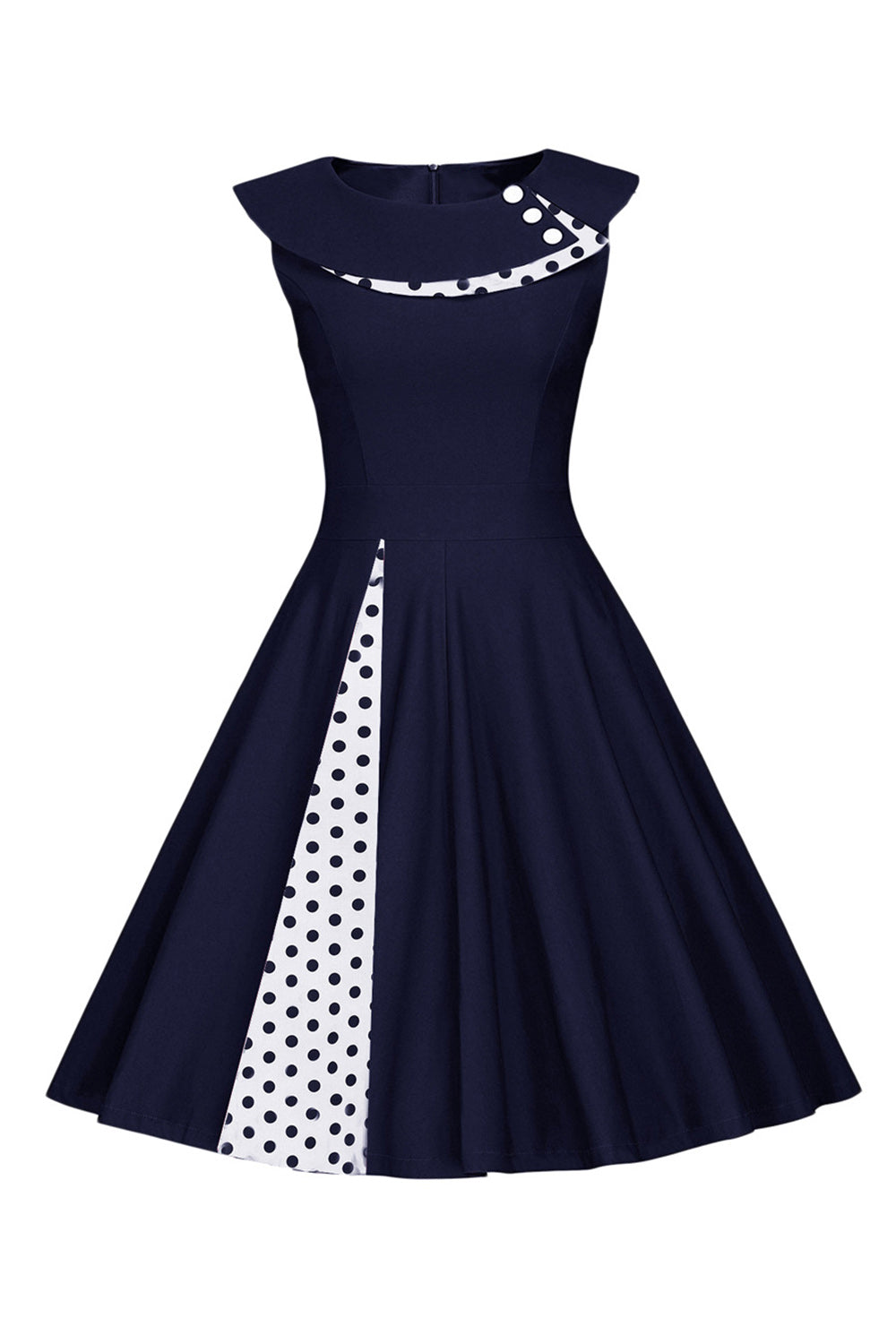 Prickar Röd 1950-Tals Klänning med Knapp