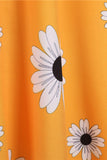 Ärmlös Blomma Tryckt Gul 1950 Tals Klänning