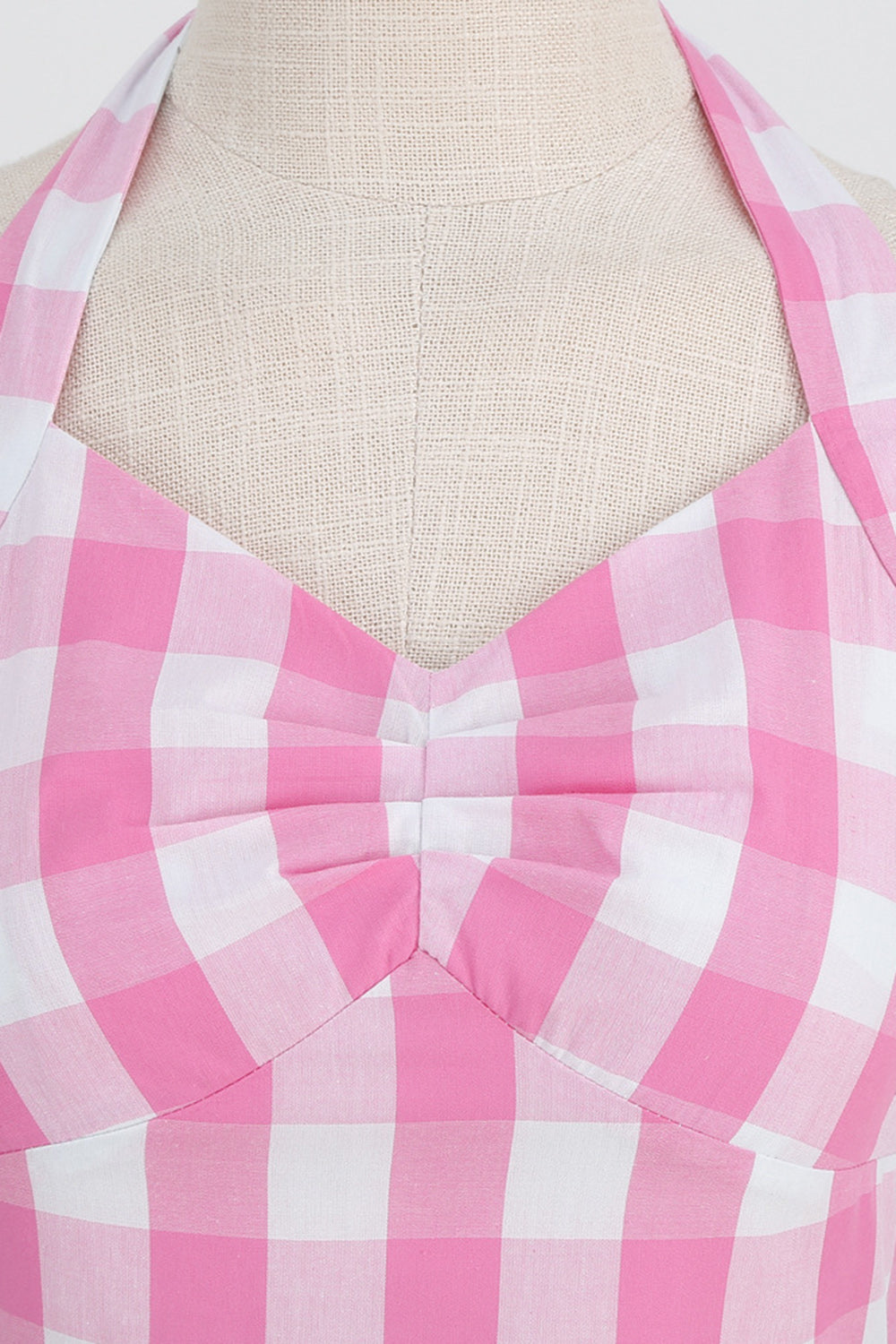 Rosa Grimma Plaid Vintage Klänning med Rosett