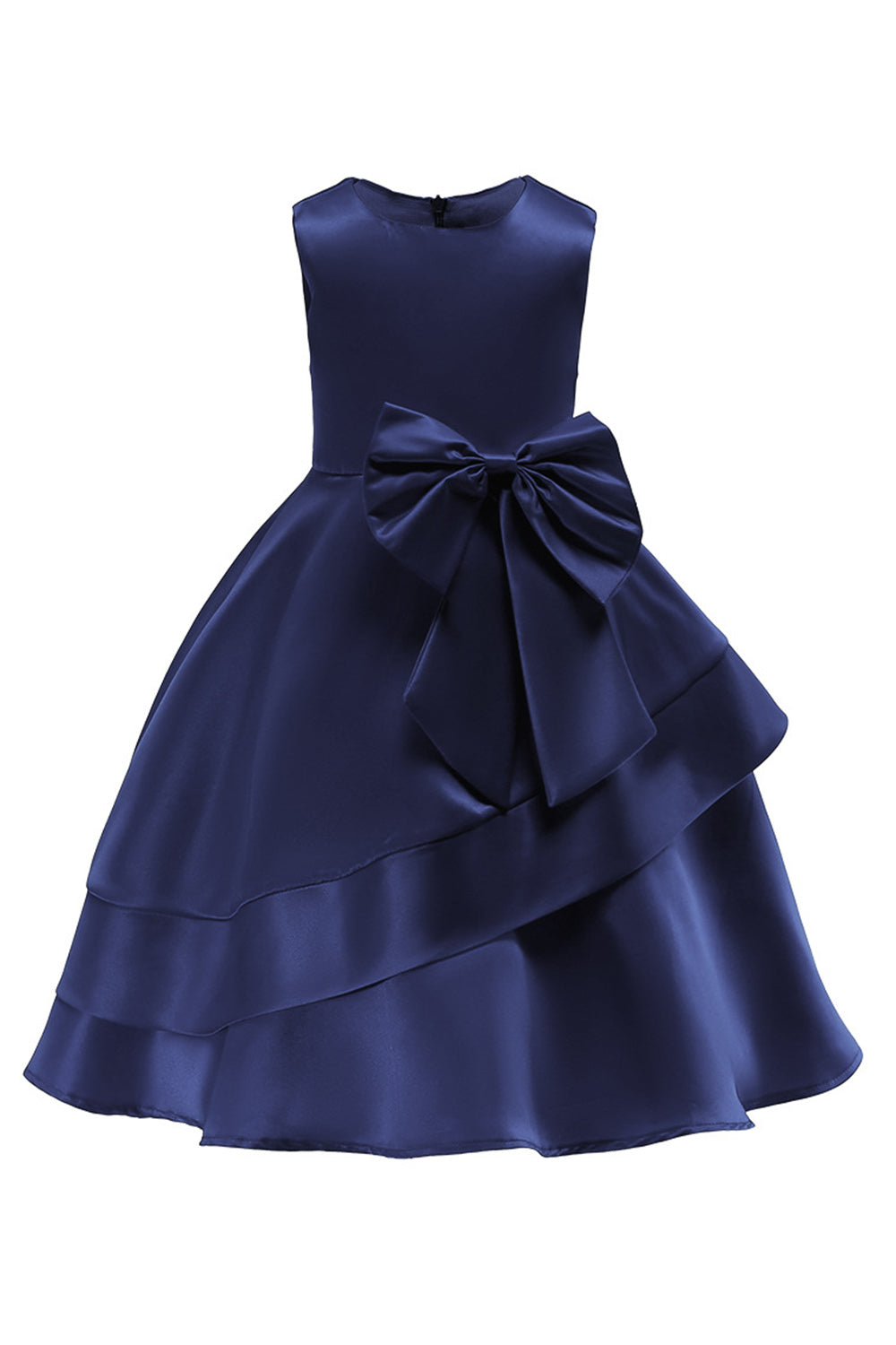 Båthals ärmlös Vinröd Tjejklänningar Med Bowknot