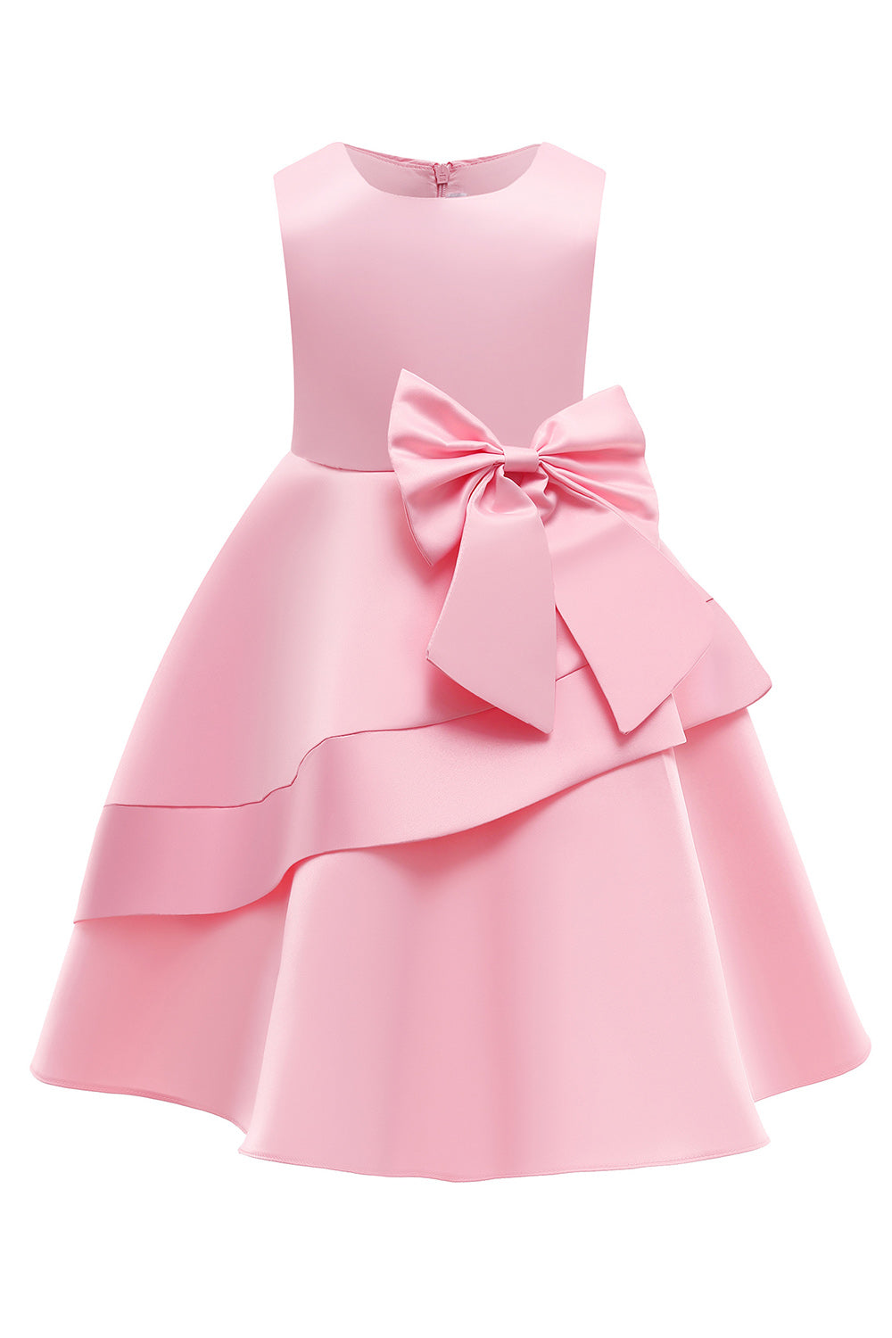 Båthals ärmlös Vinröd Tjejklänningar Med Bowknot